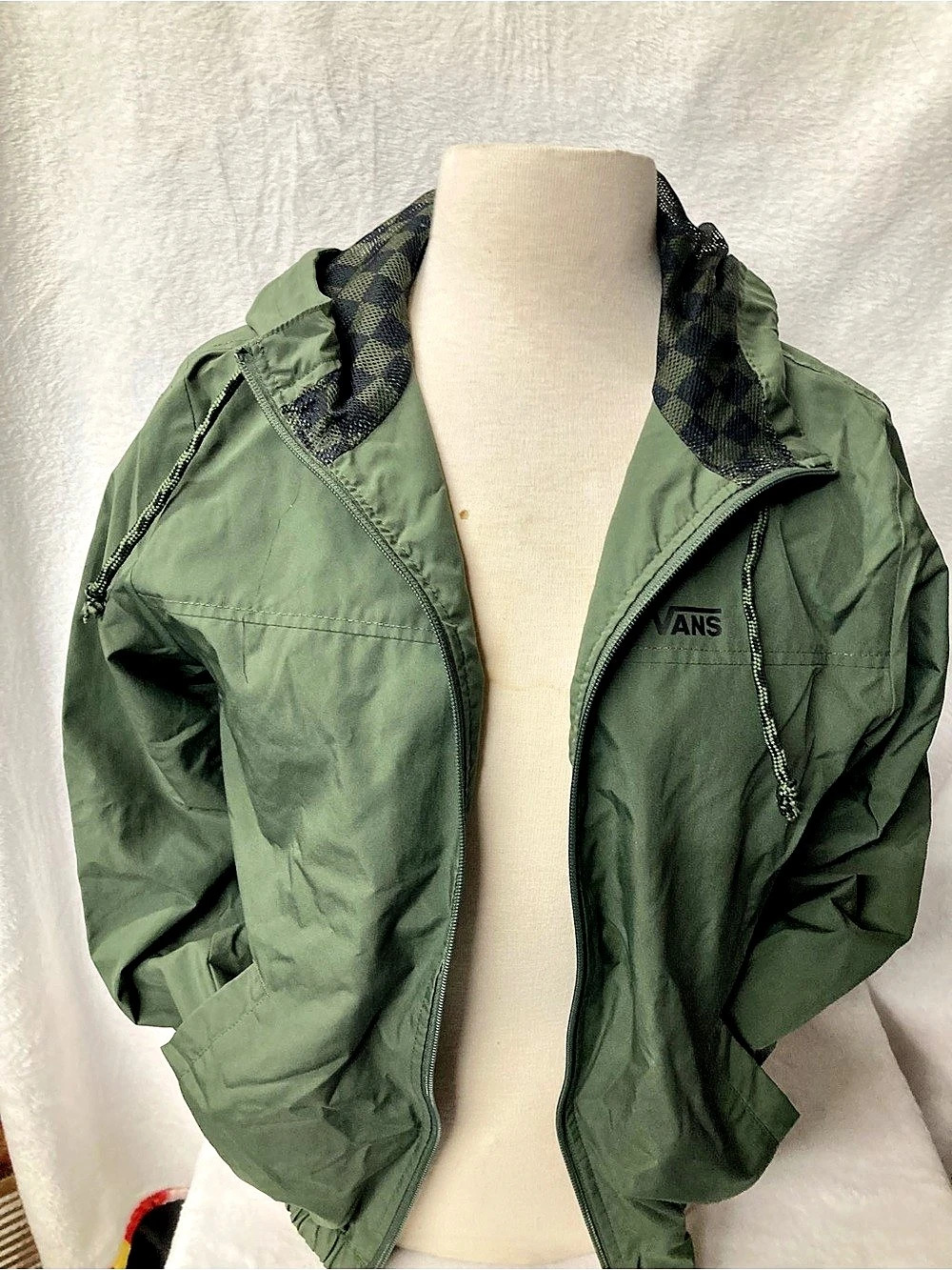 Vans Women's Checkered Hood Jacket in Green & Black Size XS